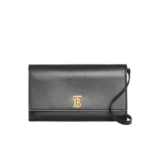 [스페셜오더]BURBERRY-80097551 버버리 블랙 송아지 가죽 디태처블 스트랩 모노그램 모티프 지갑