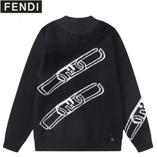 FENDI-012711 펜디 블랙 시어링 장식 스웨터 남여공용