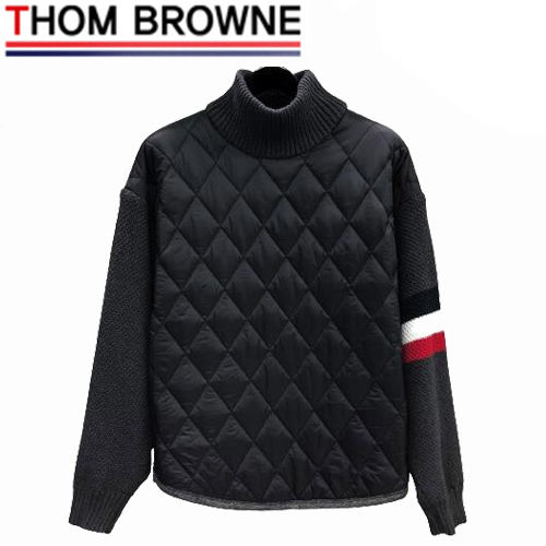 THOM BROWNE-012611 톰 브라운 블랙 퀄팅 하이넥 스웨터 남성용