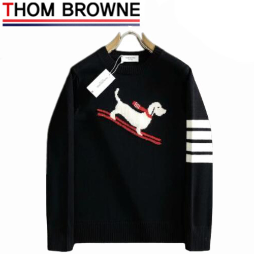THOM BROWNE-102512 톰 브라운 블랙 스트라이프 장식 도그 스웨터 남성용
