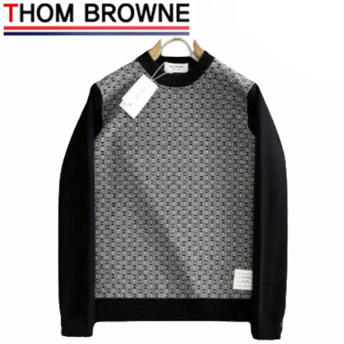 THOM BROWNE-012114 톰 브라운 블랙/화이트 니트 코튼 스웨터 남성용