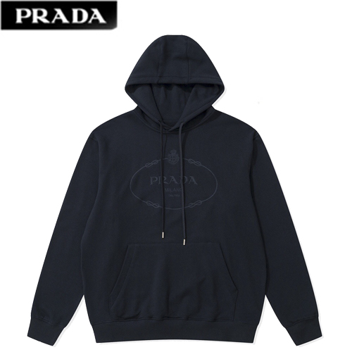PRADA-012620 프라다 블랙 아플리케 장식 후드 티셔츠 남여공용