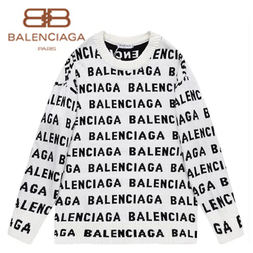 BALENCIAGA-012420 발렌시아가 화이트/블랙 니트 코튼 스웨터 남여공용