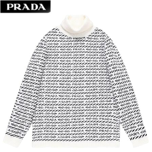 PRADA-012421 프라다 화이트/블랙 니트 코튼 스웨터 남성용