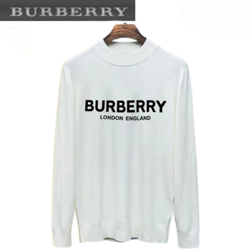 BURBERRY-011822 버버리 화이트 프린트 장식 스웨터 남성용