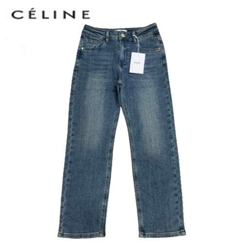 CELINE-12162 셀린느 블루 메탈 로고 장식 청바지 여성용