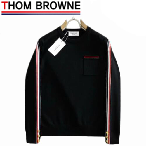 THOM BROWNE-10252 톰 브라운 블랙 스트라이프 장식 스웨터 남성용