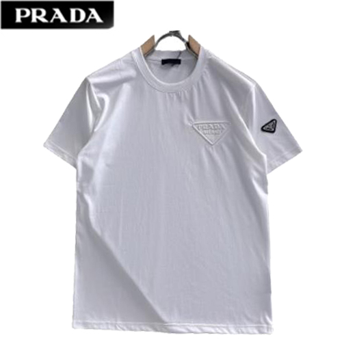 PRADA-07212 프라다 화이트 트라이앵글 로고 티셔츠 남성용