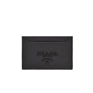[스페셜오더]PRADA-1MC208 프라다 블랙 사피아노 가죽 톤 온 톤 메탈 레터링 로고 신용카드 지갑