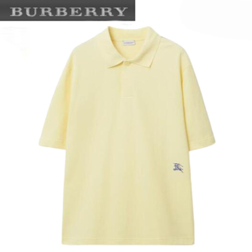 BURBERRY-80836021 버버리 옐로우 코튼 폴로 티셔츠 남성용