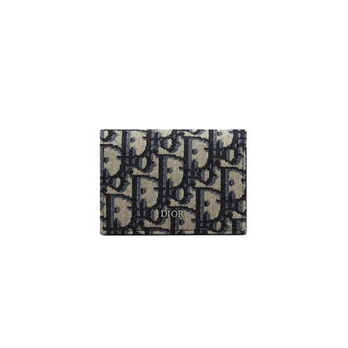 [스페셜오더]DIOR-2ESCH136 디올 베이지/블루 Dior Oblique 비즈니스 카드 홀더
