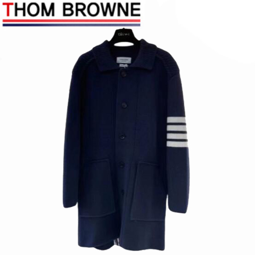 THOM BROWNE-12235 톰 브라운 네이비 스트라이프 장식 코트 남여공용