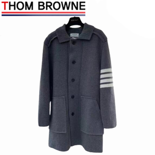 THOM BROWNE-12236 톰 브라운 그레이 스트라이프 장식 코트 남여공용