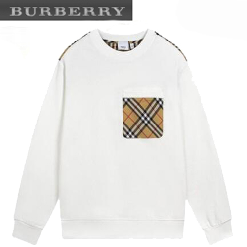 BURBERRY-12275 버버리 화이트 체크 무늬 장식 스웨트셔츠 남여공용