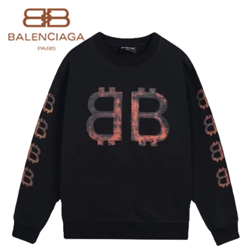 BALENCIAGA-08224 발렌시아가 블랙 BB 프린트 장식 스웨트셔츠 남성용