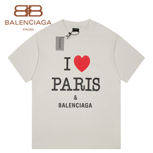 BALENCIAGA-07187 발렌시아가 화이트 프린트 장식 티셔츠 남여공용