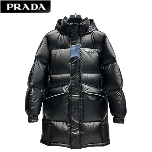 PRADA-12198 프라다 블랙 트라이앵글 로고 미디엄 패딩 남성용