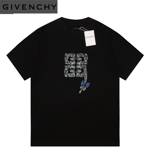 GIVENCHY-07248 지방시 블랙 4G 프린트 장식 티셔츠 남여공용